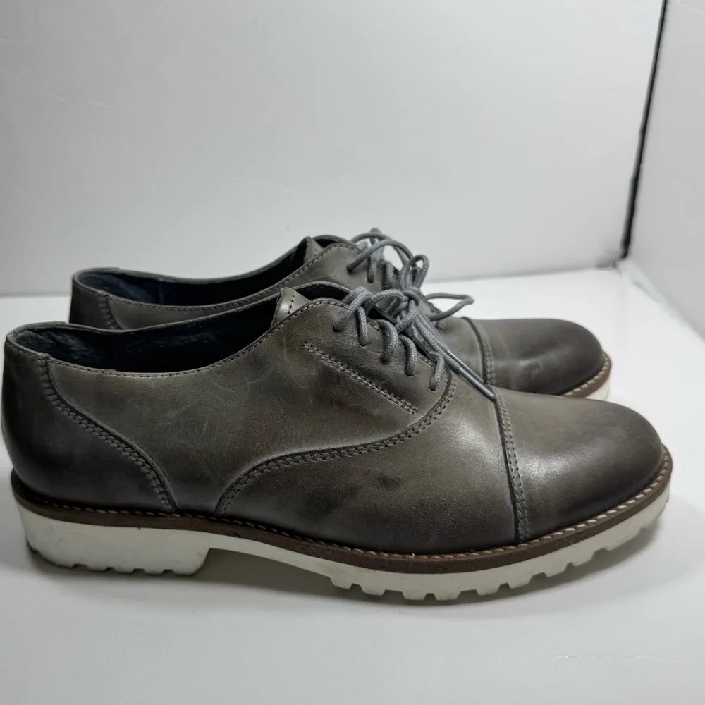 Romano Sicari Gray Leather Oxford Shoes Size 38 7.5 Women Made in Italy Academia